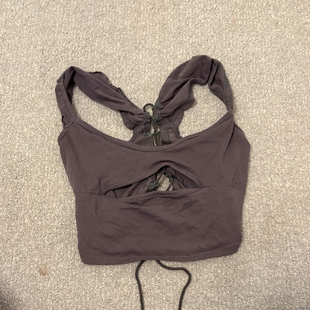 Grey Strappy Crop Top